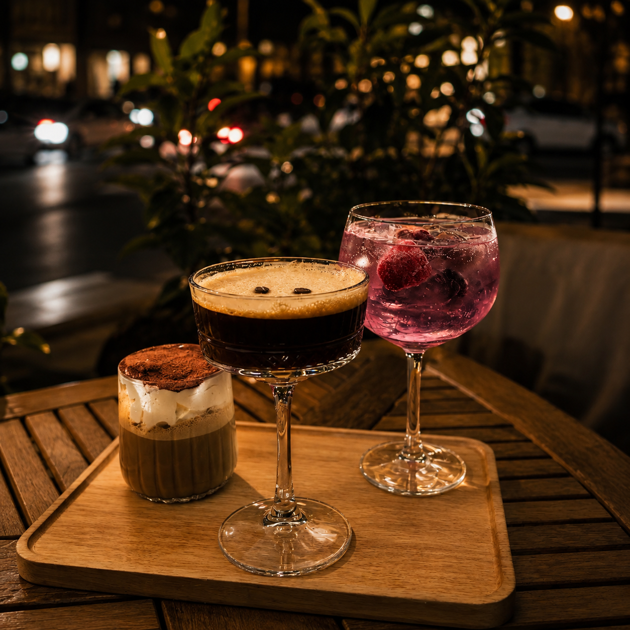 Cocktails and dessert at Green Caffe After Dark
