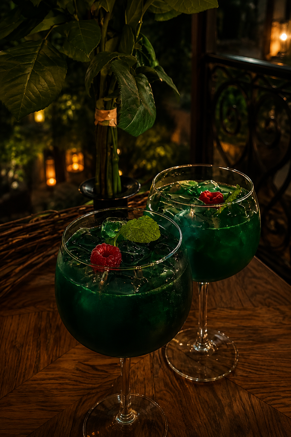Green cocktails at Green Caffe After Dark