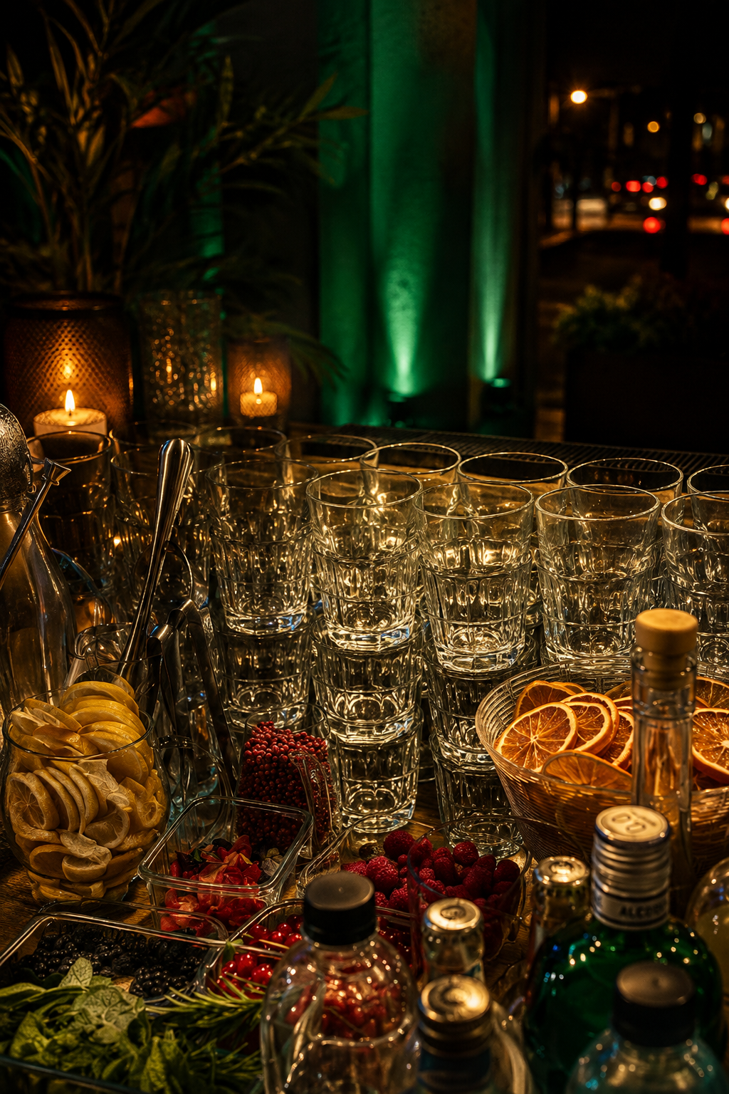 Green Caffe After Dark bar setup